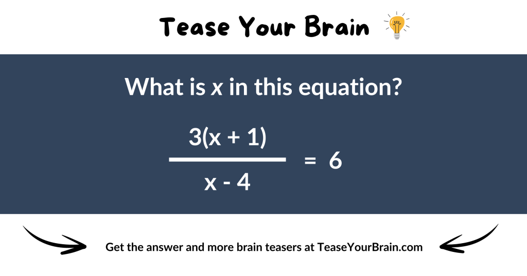 Solve for X Math Puzzle