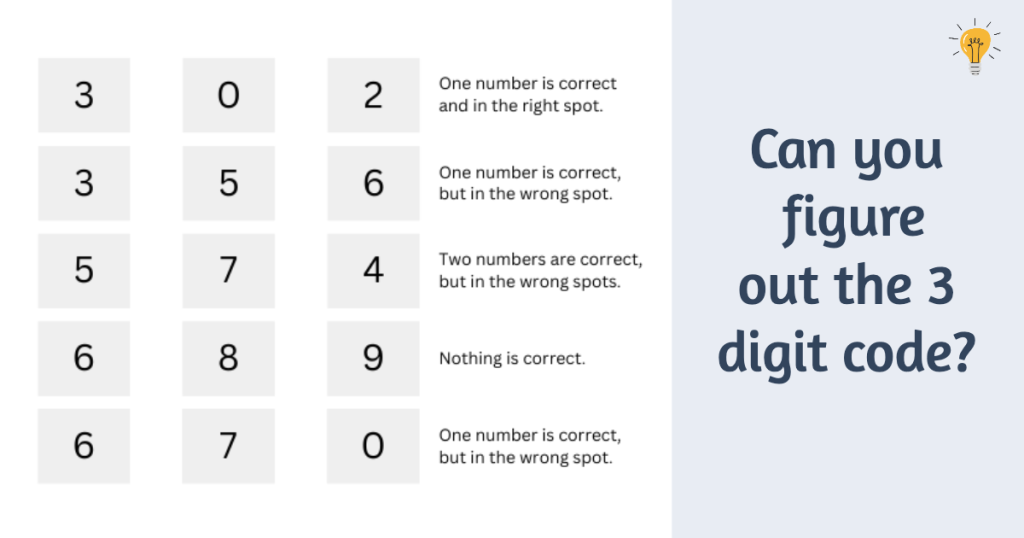 3 Digit Code Math Puzzle - Tease Your Brain